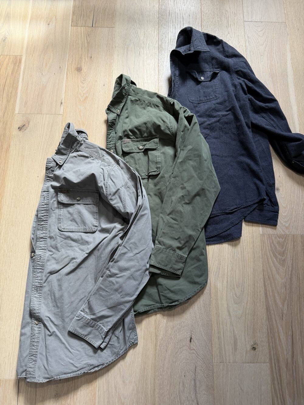 LOT OF 3 Gander Mens XLT Guide Series Heavy Duty Chamois Flannel Shirt Hunter